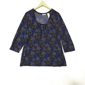 Liz &‎ Co Womens Scoop Neck 3/4 Sleeve Slinky Top Blouse Shirt Black Sz 2X